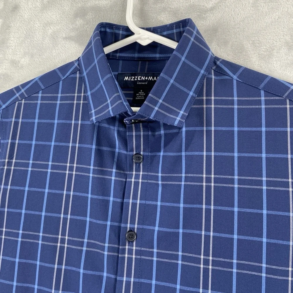Mizzen + Main Shirt Mens Small Button Up No Tuck Trim Fit Leeward Performance